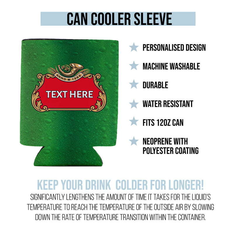 Beer Label - Green Bottle - Custom Personalised Drink Can Cooler
