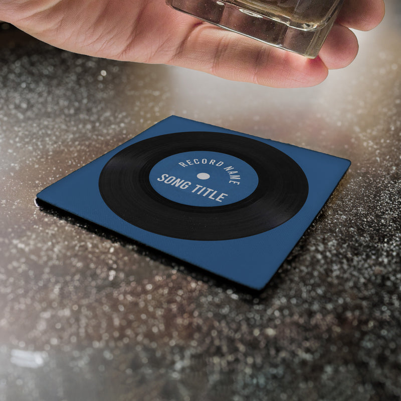 Personalised Vinyl - Blue - Drinks Coaster - Round or Square