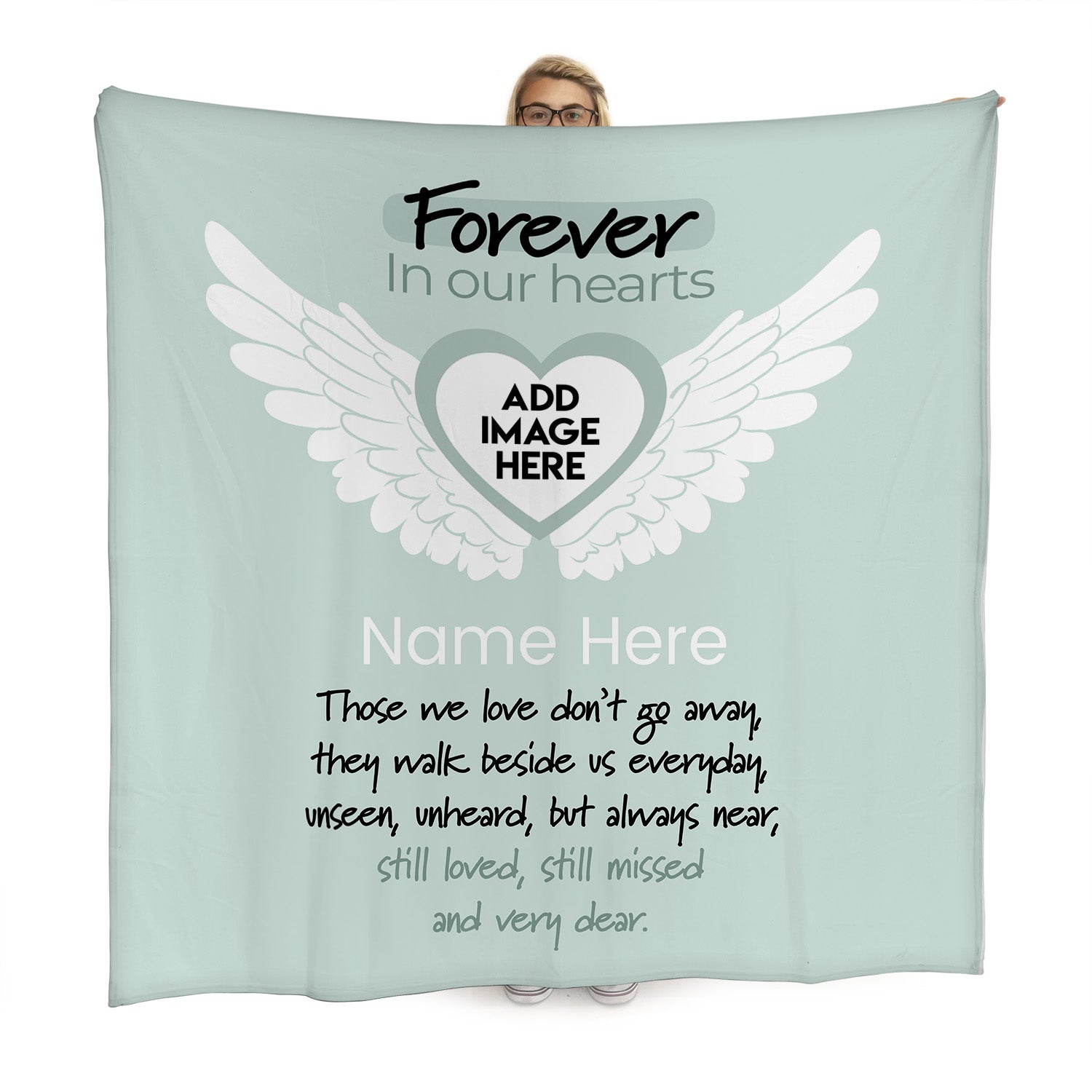 Forever In Our Hearts - Two Colour Options - Personalised Memory Fleece Blanket 150cm X 150cm
