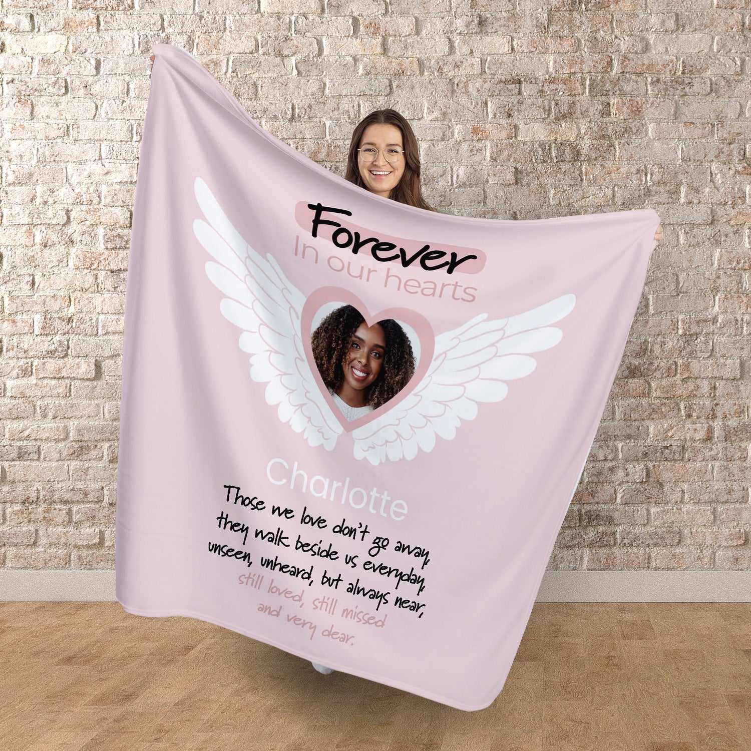 Forever In Our Hearts - Two Colour Options - Personalised Memory Fleece Blanket 150cm X 150cm