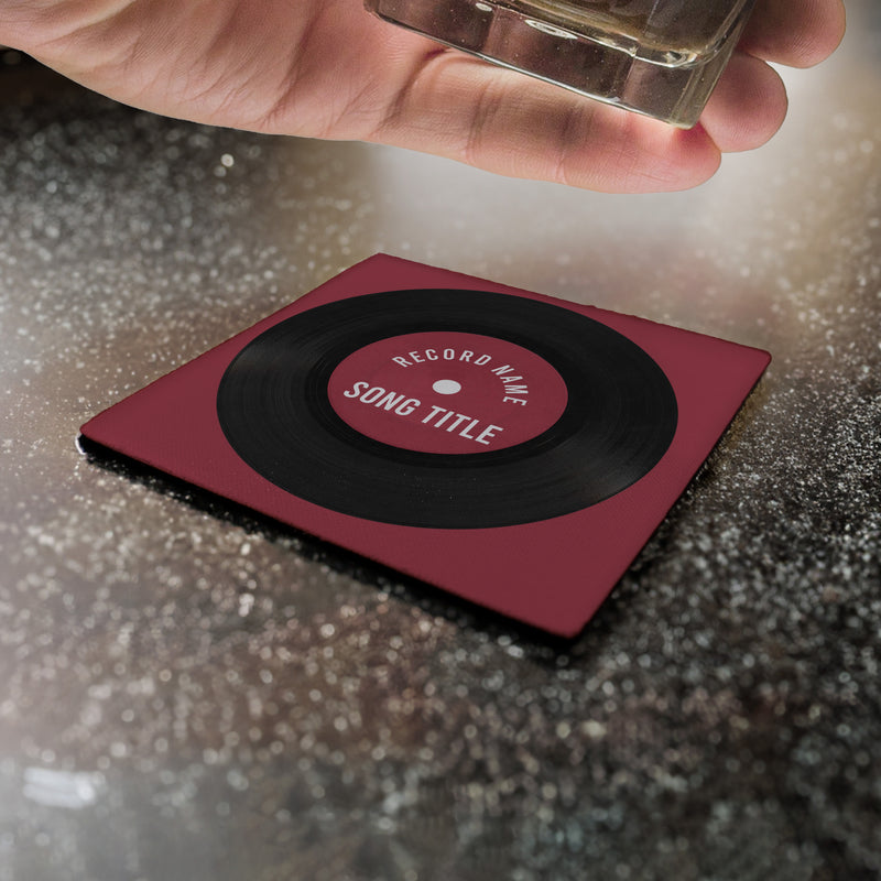 Personalised Vinyl - Red - Drinks Coaster - Round or Square