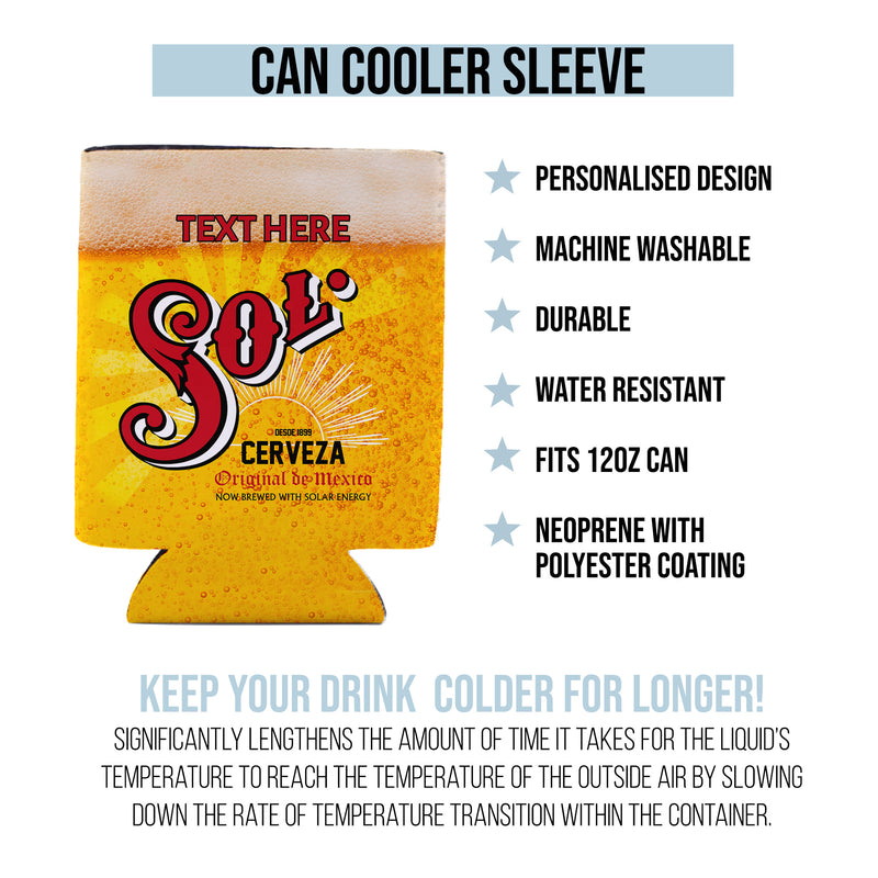 Sun Powered Beer - Custom Personalised Drink Can Cooler