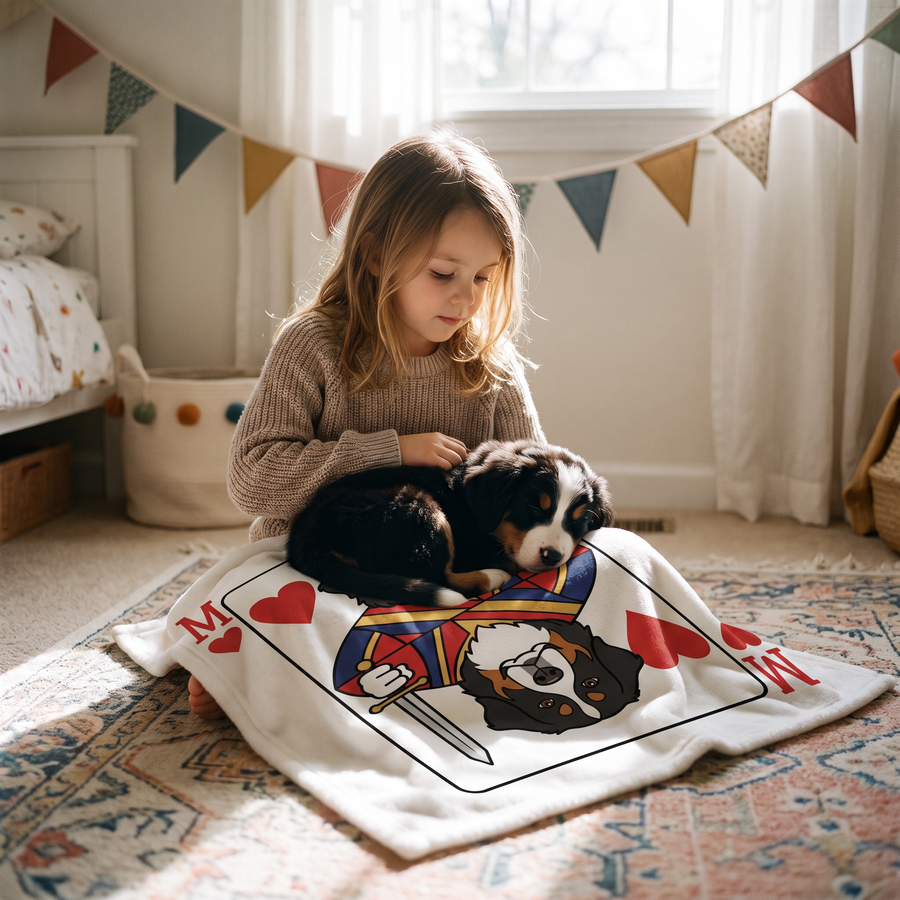 Lap size 75cm x 75cm Playing Card pet portrait blanket