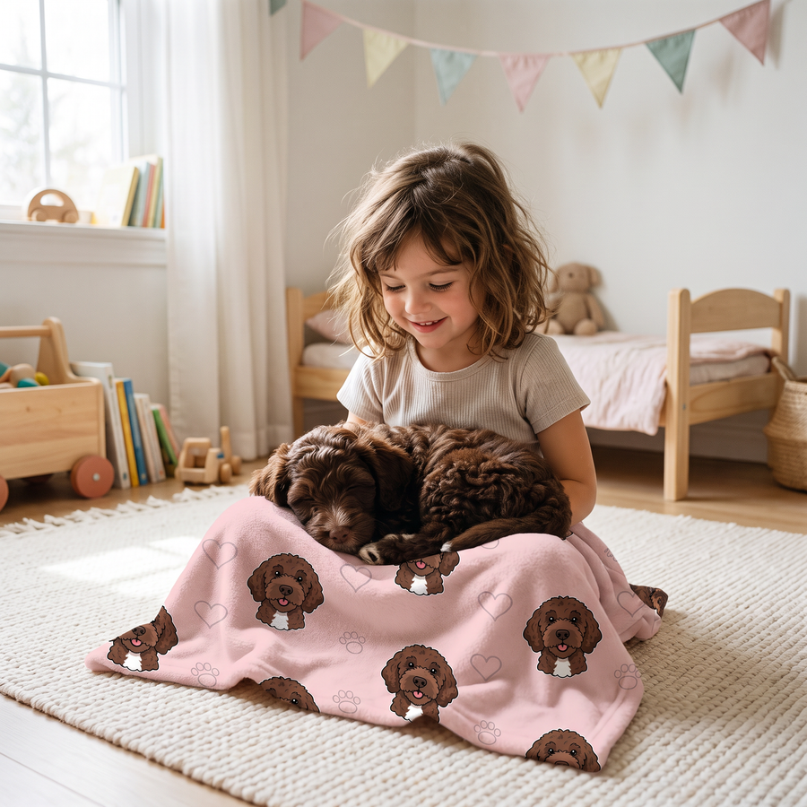 Lap size 75cm x 75cm Doodle Pattern pet portrait blanket