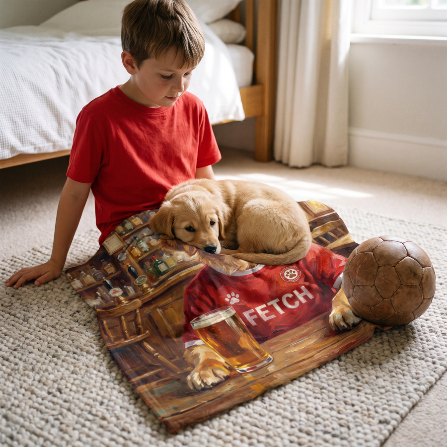 Lap size 75cm x 75cm Liverpaw pet portrait blanket