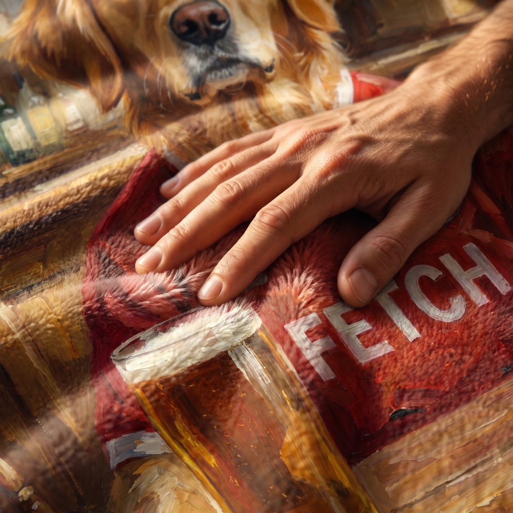 Close up of a hand on the ultra soft plush fleece showing the Liverpaw print