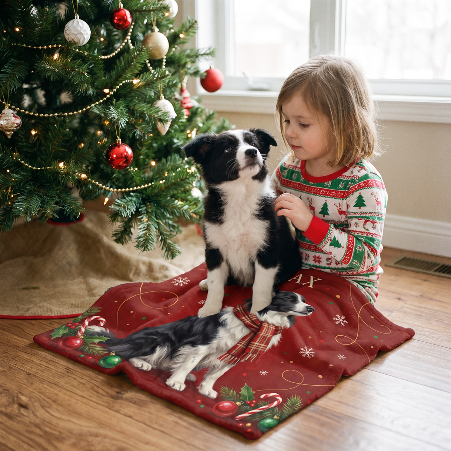 Lap size 75cm x 75cm Christmas Tartan Scarf pet portrait blanket