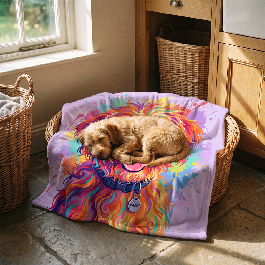 Lap size 75cm x 75cm Paint Splash pet portrait blanket