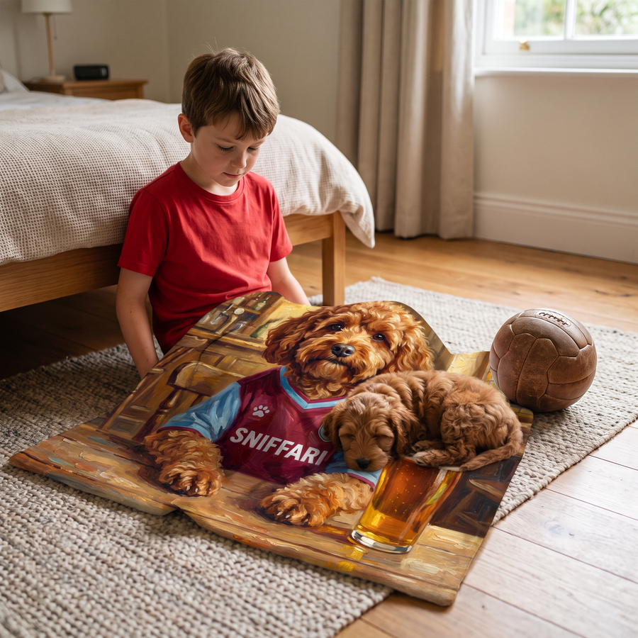 Lap size 75cm x 75cm Pawston Villa pet portrait blanket