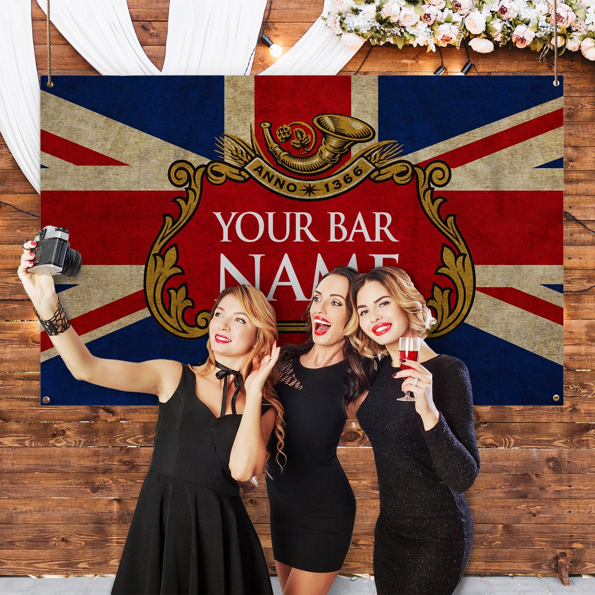 Personalised Beer Label 1 | Union Jack Grunge - Add Any Text - 5ft x 3ft