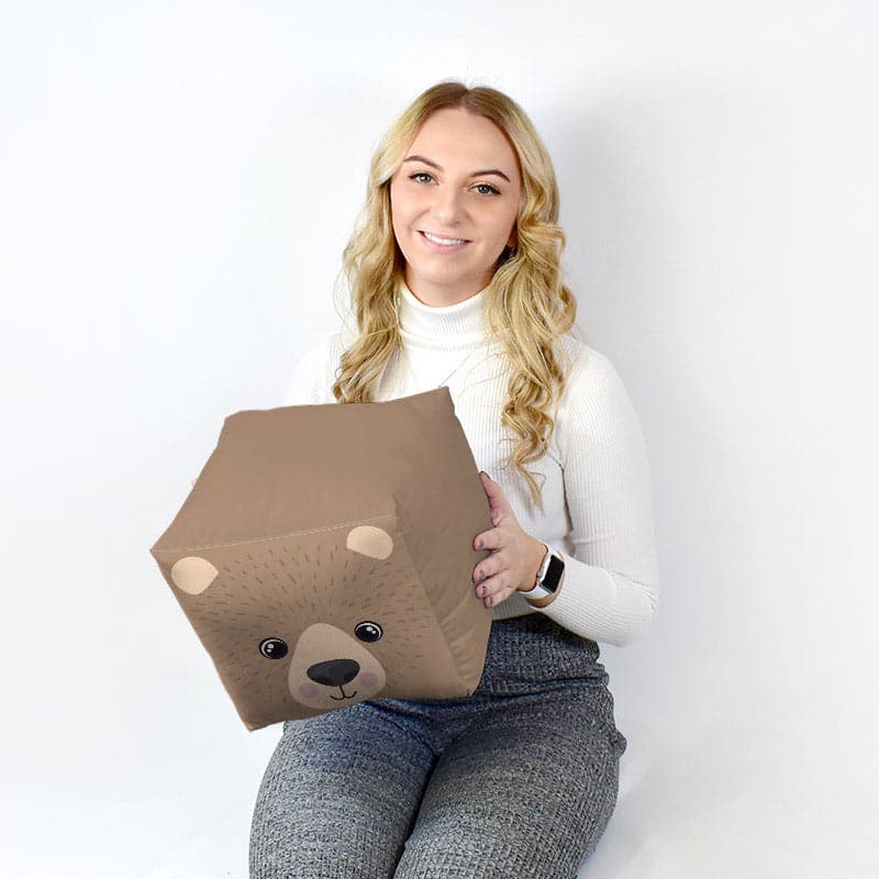 Personalised Bear Photo Cube Cushion - Two Sizes