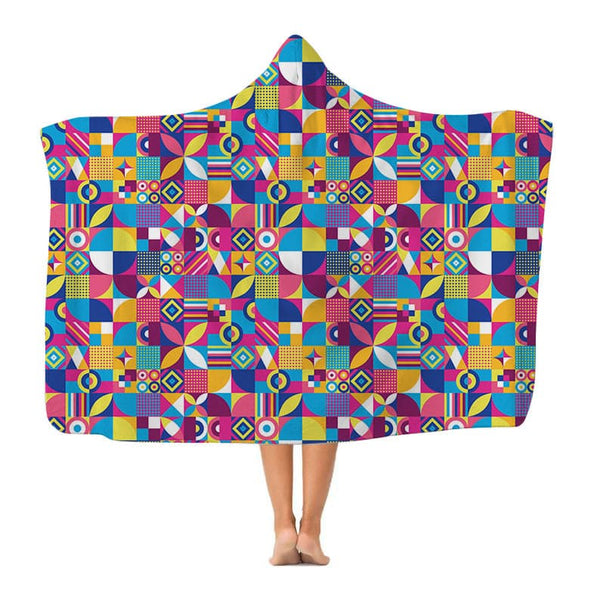 Colourful Geometric Shapes - Hooded Blanket