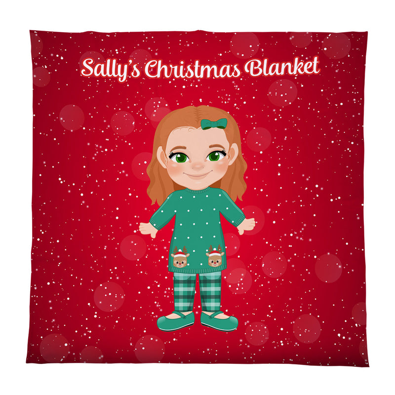 Create Your Own Christmas Character - Girls - Fleece Blanket - 150cm x 150cm