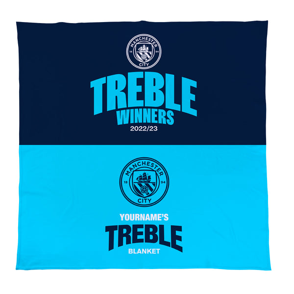 Manchester City Treble Fleece Blanket - Officially Licenced
