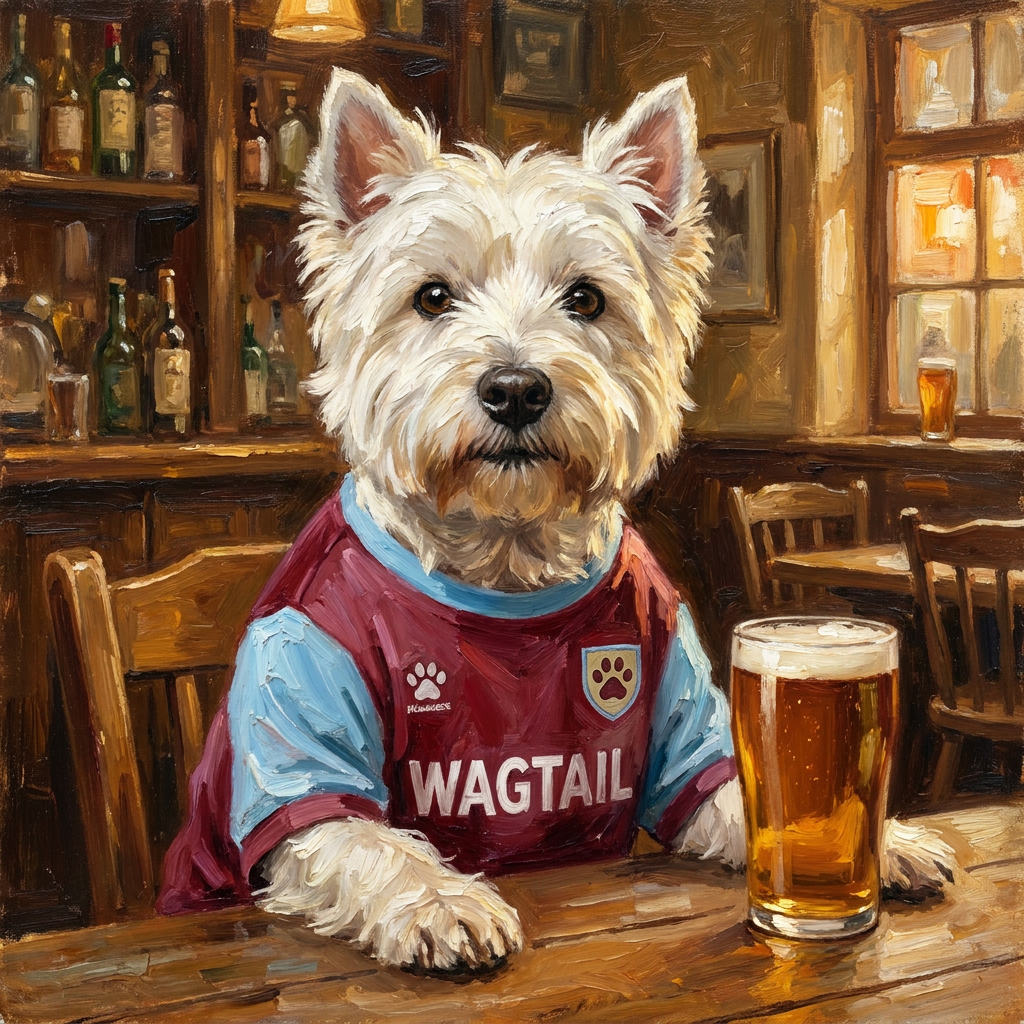 Westie Ham United pet portrait artwork example