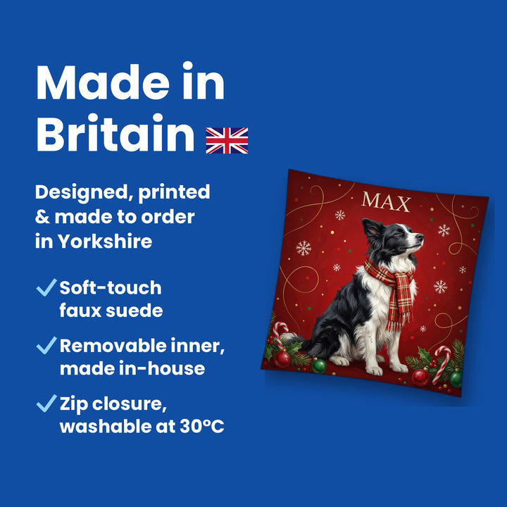 Made in Britain - designed, printed and made to order in Yorkshire, faux suede cushion with removable inner