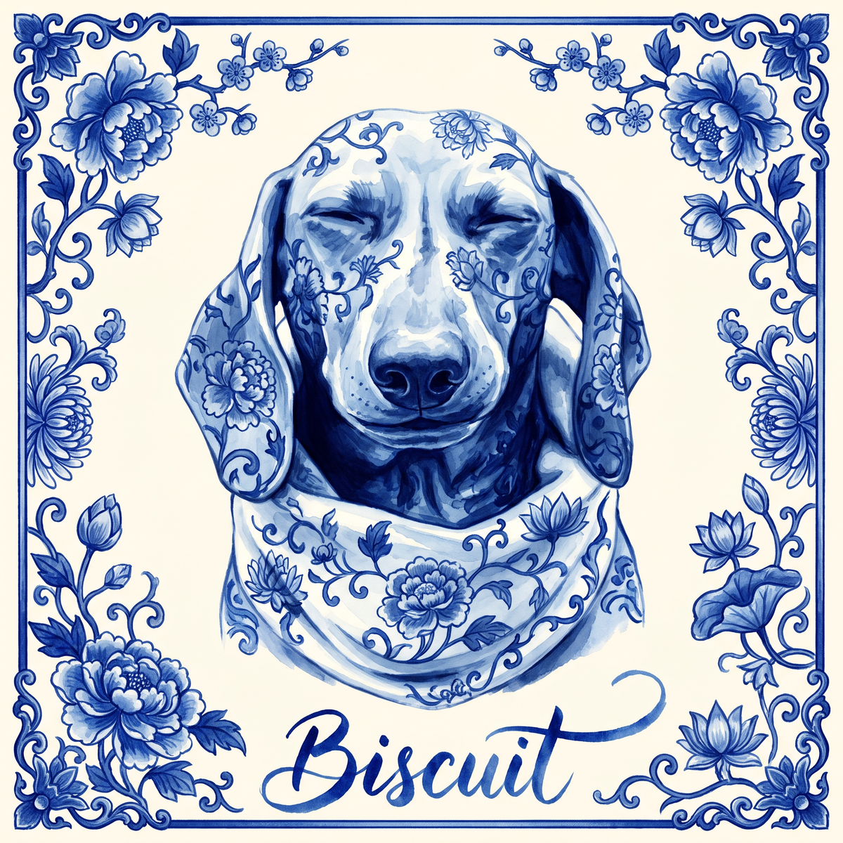 Porcelain pet portrait artwork example