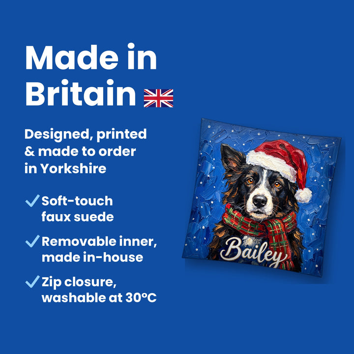 Made in Britain - designed, printed and made to order in Yorkshire, faux suede cushion with removable inner