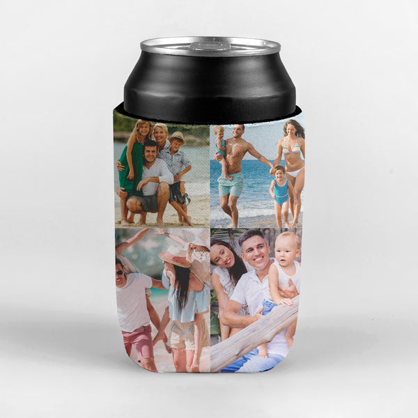 Custom Photos - 4 Photo Collage Per Side - Personalised Drink Can Cooler