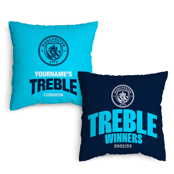 Manchester City Treble Winners 18" Name Cushion - Officially Licenced