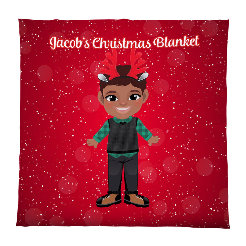 Create Your Own Christmas Character - Boys - Fleece Blanket - 150cm x 150cm