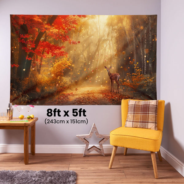 Autumn Scene Deer - 8ft x5ft Scenic Backdrop Banner