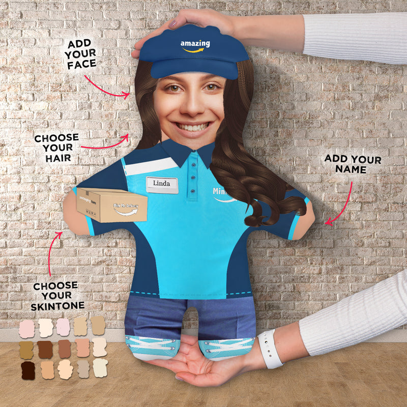 Delivery Worker - Blue - Custom - Mini Me Personalised Doll