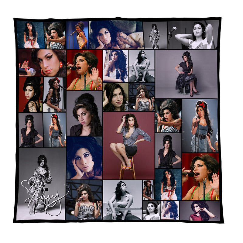 Amy Winehouse Montage Fleece Throw - Large Size 150cm x 150cm