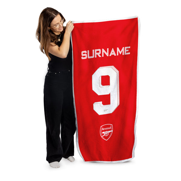 Arsenal FC Back of Shirt Beach Towel - 150cm x 75cm - Officially Licenced