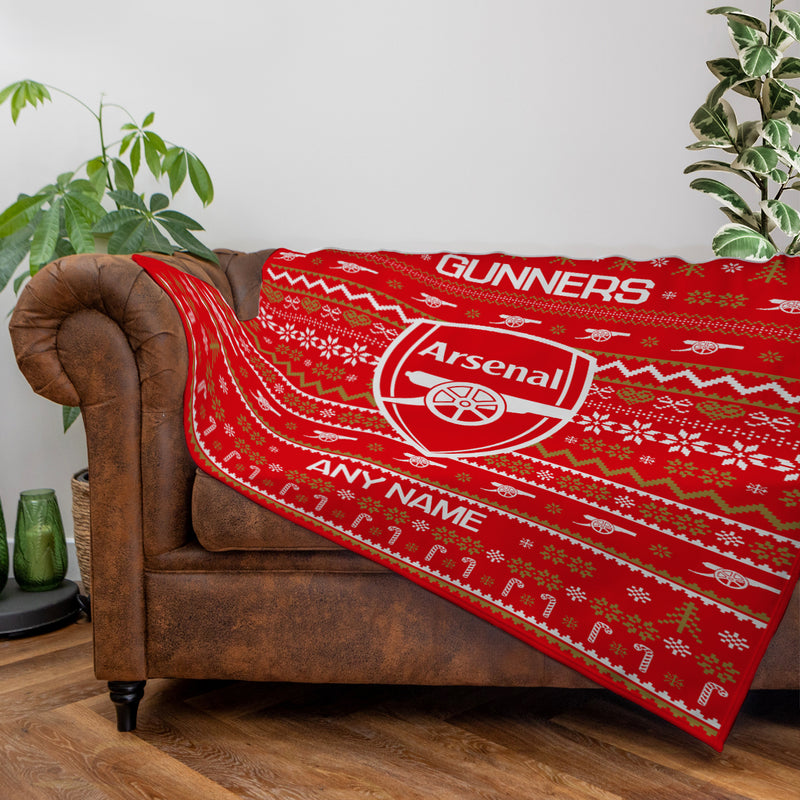 Arsenal FC Christmas Jumper Fleece Blanket - Officially Licenced