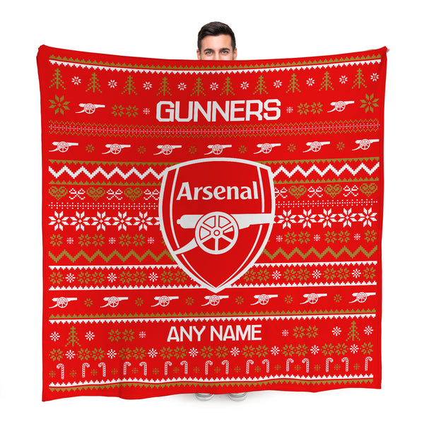 Arsenal FC Christmas Jumper Fleece Blanket - Officially Licenced