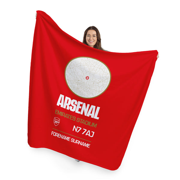 Arsenal FC Map Red Fleece Blanket - Officially Licenced
