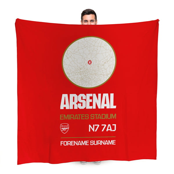 Arsenal FC Map Red Fleece Blanket - Officially Licenced