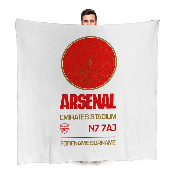 Arsenal FC Map White Fleece Blanket - Officially Licenced