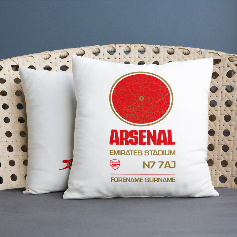 Arsenal FC Map White 18" Back of Shirt Cushion - Officially Licenced