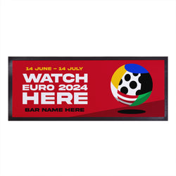 Euro 24 - Watch Euro 2024 Here - Red - Personalised Bar Runner