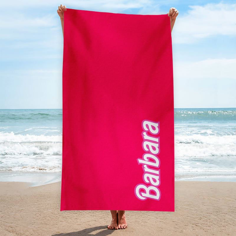 Pink Girly Text - Personalised Lightweight, Microfibre Beach Towel - 150CM X 75CM