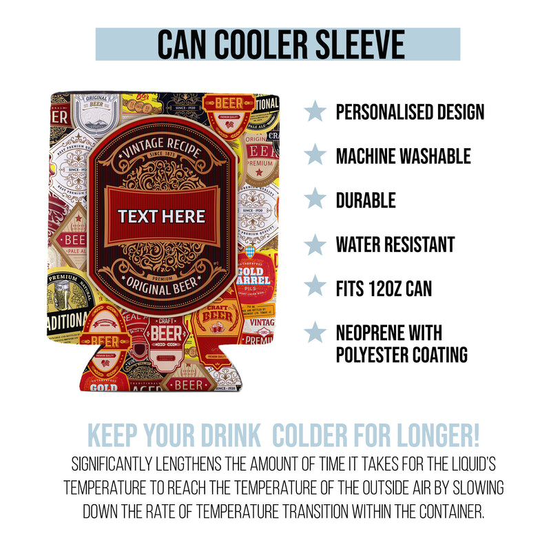 Vintage Recipe - Custom Personalised Drink Can Cooler