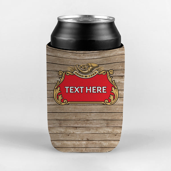 Beer Label - Wood - Custom Personalised Drink Can Cooler