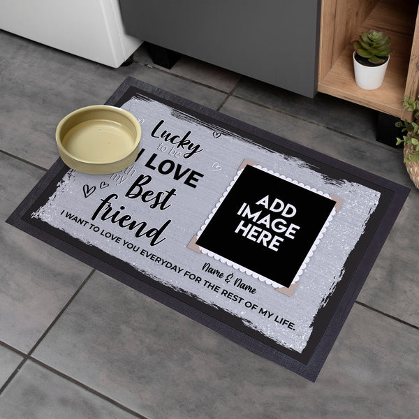 Lucky To Be In Love With My Best friend - Personalised Door Mat - 60cm x 40cm