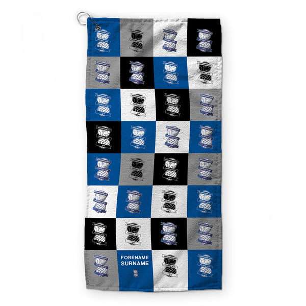 Birmingham City FC - Chequered - Name and Number Lightweight, Microfibre Golf Towel - Officially Licenced