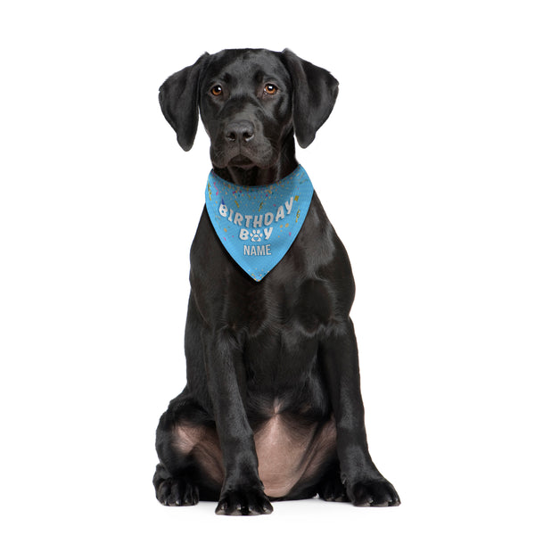 Birthday Boy - Confetti - Custom Personalised Dog Bandana - 4 Sizes