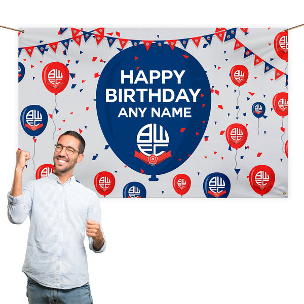Bolton Wanderers - Personalised Balloons 5ft x 3ft Fabric Banner - Officially Licenced