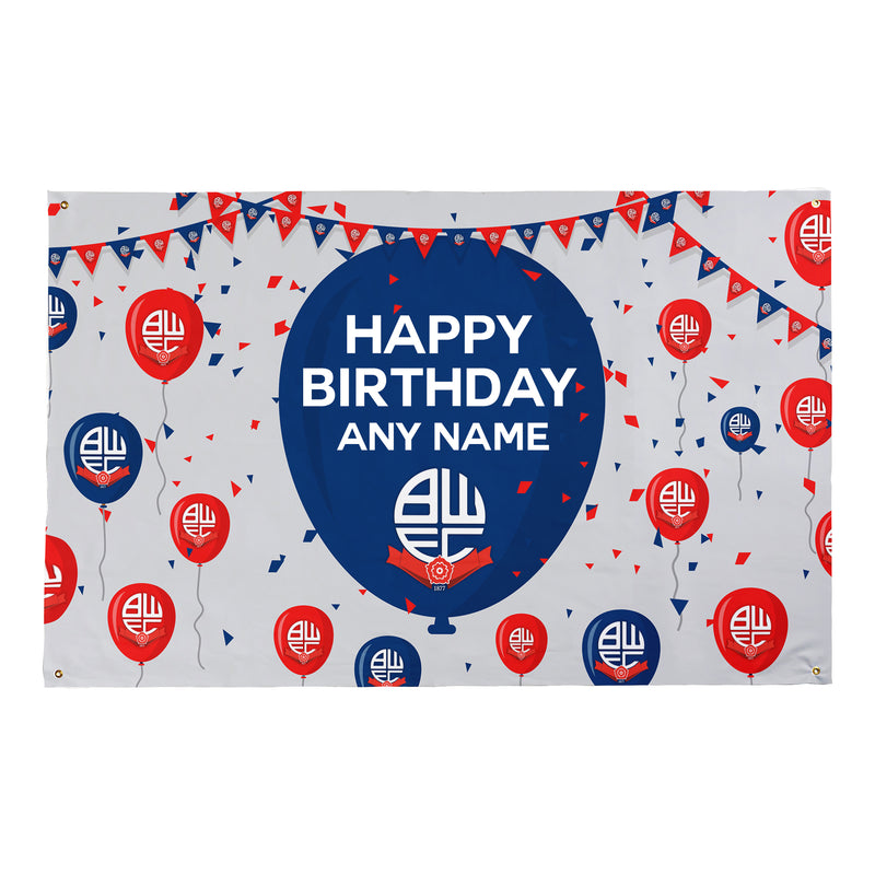 Bolton Wanderers - Personalised Balloons 5ft x 3ft Fabric Banner - Officially Licenced