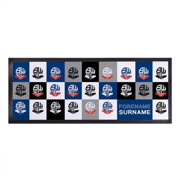 Bolton Wanderers - Chequered Personalised Bar Runner - Officially Licenced