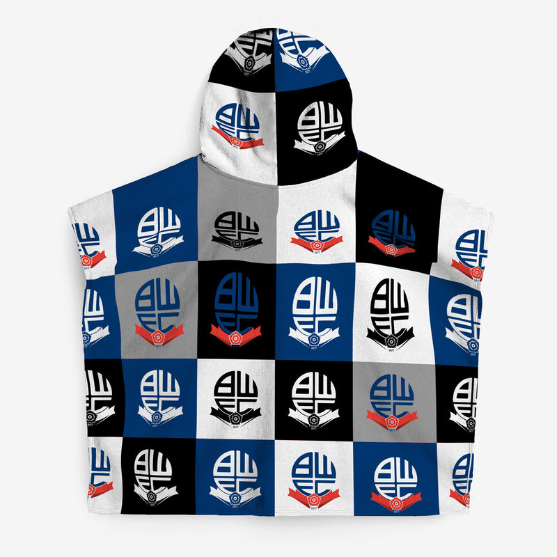 Bolton Wanderers FC - Chequered Kids Hooded Lightweight, Microfibre Towel - Officially Licenced