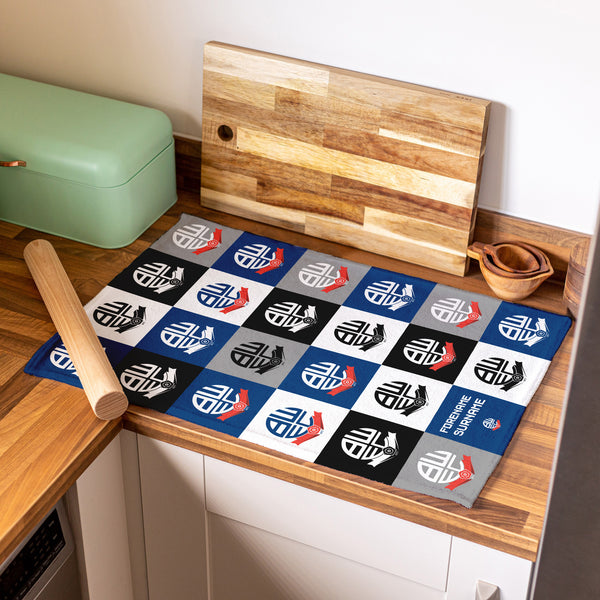 Bolton Wanderers FC - Chequered Personalised Lightweight, Microfibre Tea Towel - Officially Licenced