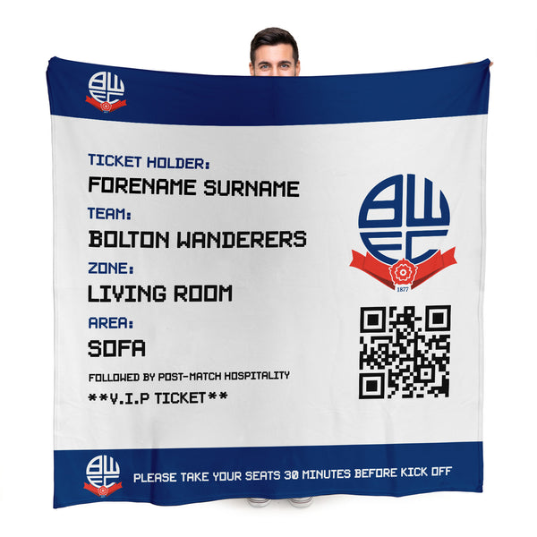 Bolton Wanderers FC - Football Ticket Fleece Blanket - Officially Licenced