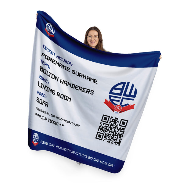 Bolton Wanderers FC - Football Ticket Fleece Blanket - Officially Licenced