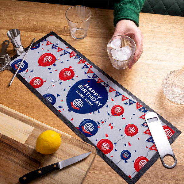 Bolton Wanderers - Balloons Personalised Bar Runner - Officially Licenced